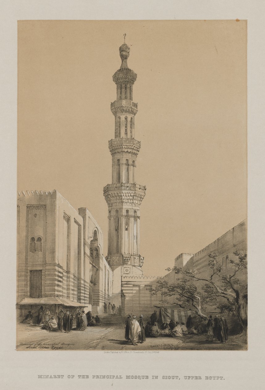 Egypt og Nubia, bind III: Minaret av hovedmoskeen Siout, Øvre Egypt av Louis Haghe