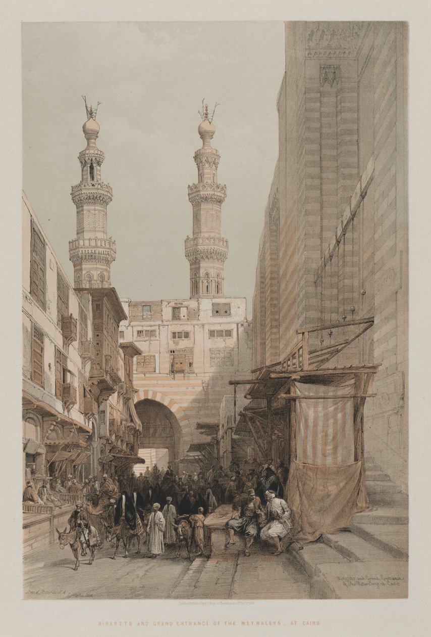 Egypt og Nubia, bind III: Minarets, and Grand Entrance of the Metwaleys, i Kairo av Louis Haghe