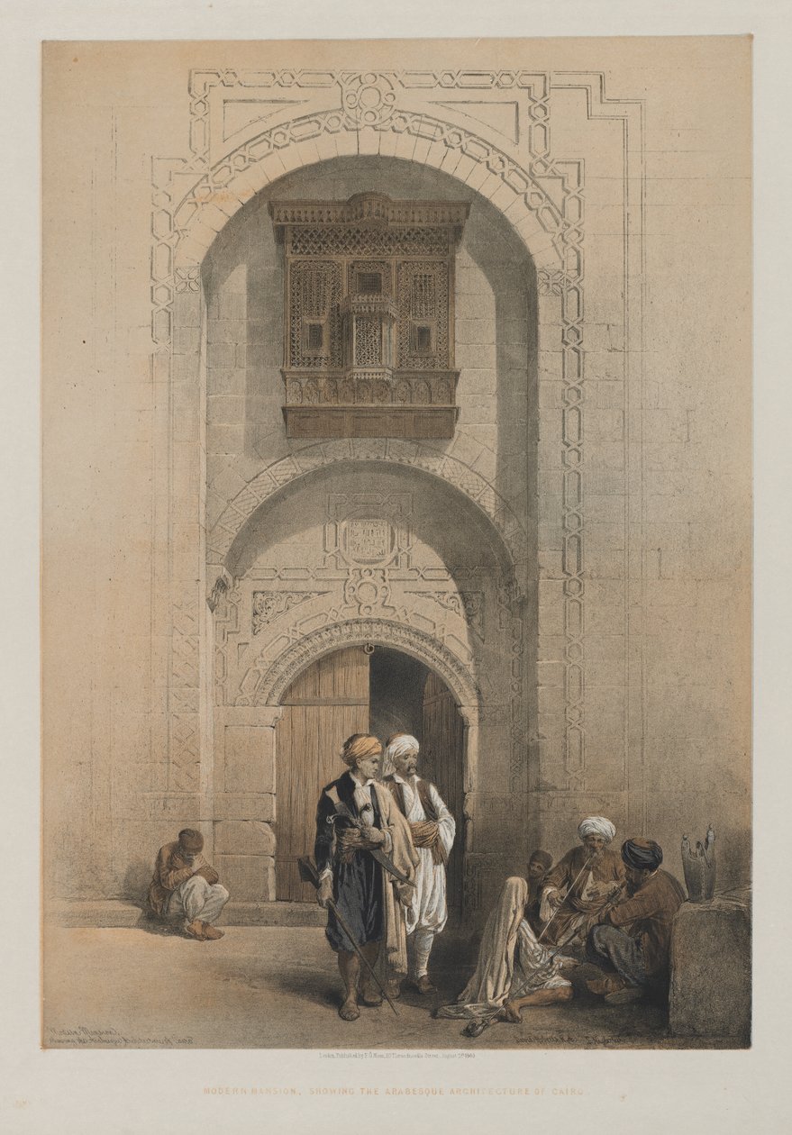 Egypt og Nubia, bind III: Modern Mansion, som viser den arabiske arkitekturen i Kairo av Louis Haghe