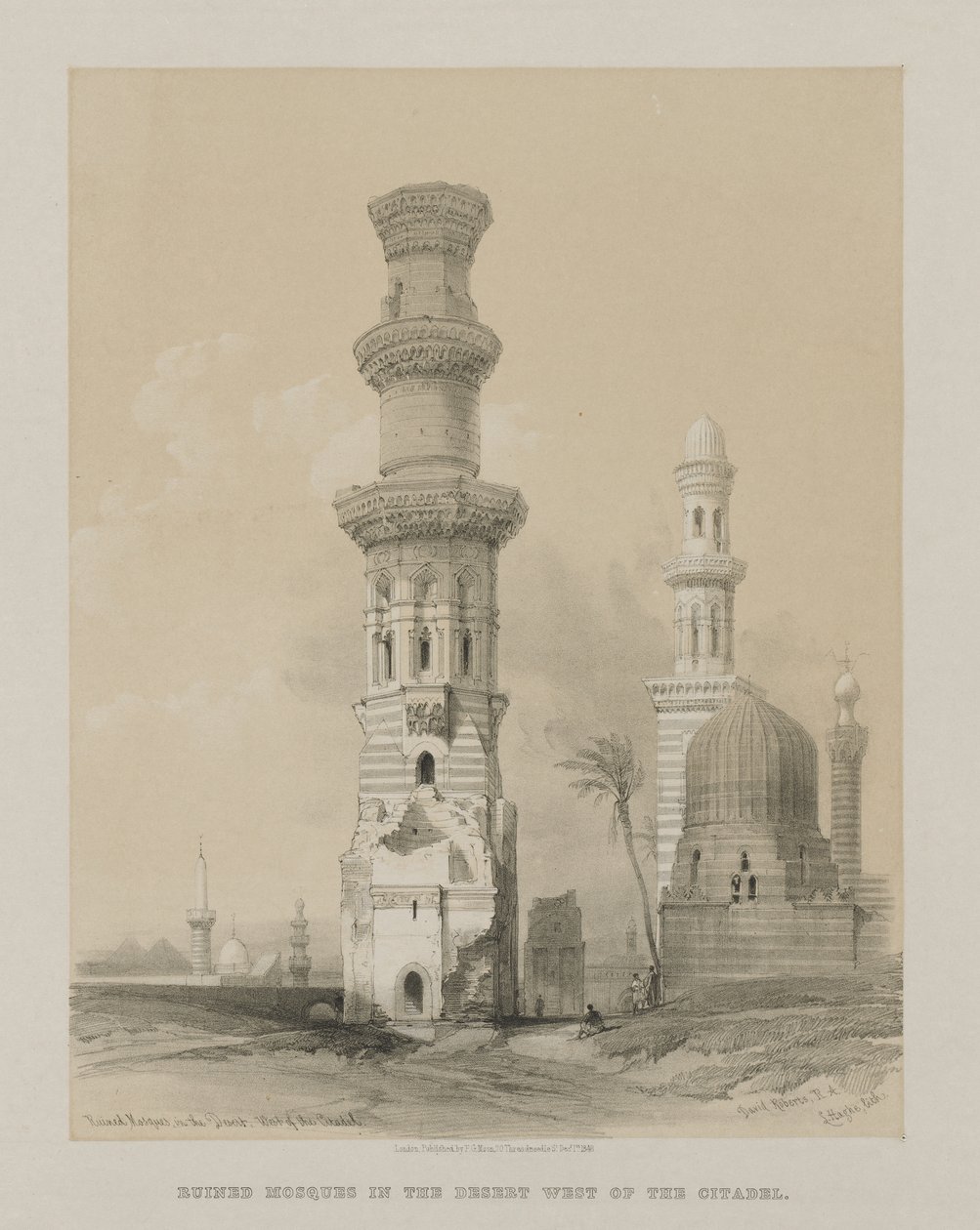 Egypt og Nubia, bind III: Ødelagte moskeer i ørkenen, vest for citadellet av Louis Haghe
