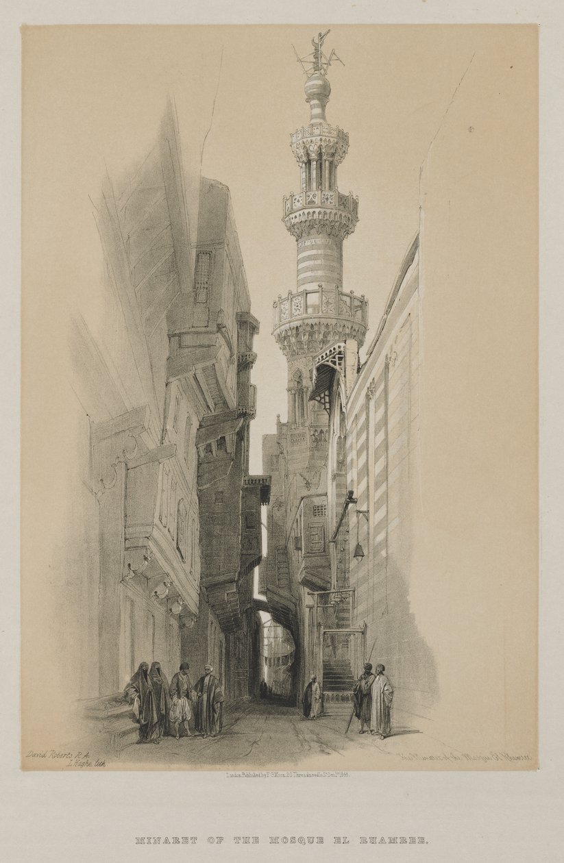 Egypt og Nubia, bind III: Minareten til moskeen El Rhamree av Louis Haghe