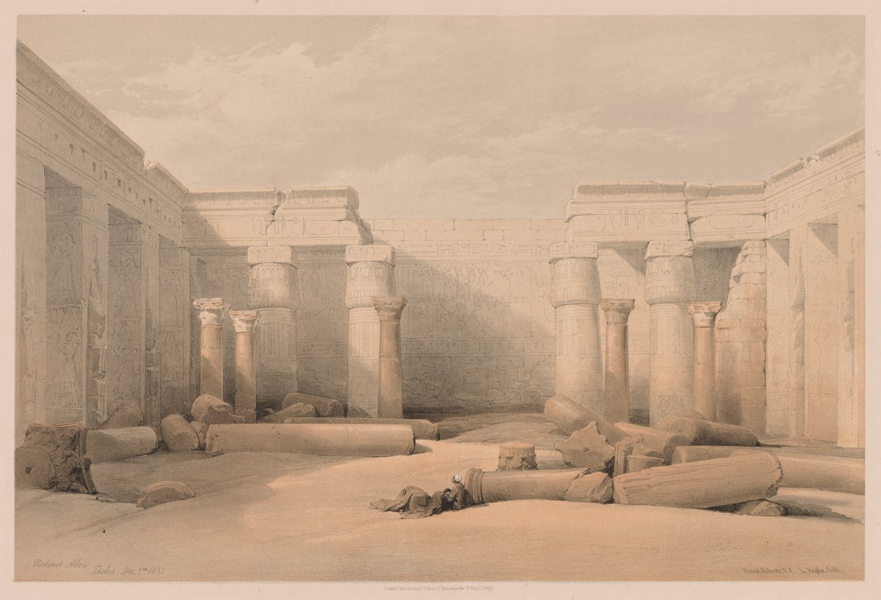 Egypt og Nubia: bind II - nr. 18, Medinet Abou, Theben, 1832. av Louis Haghe