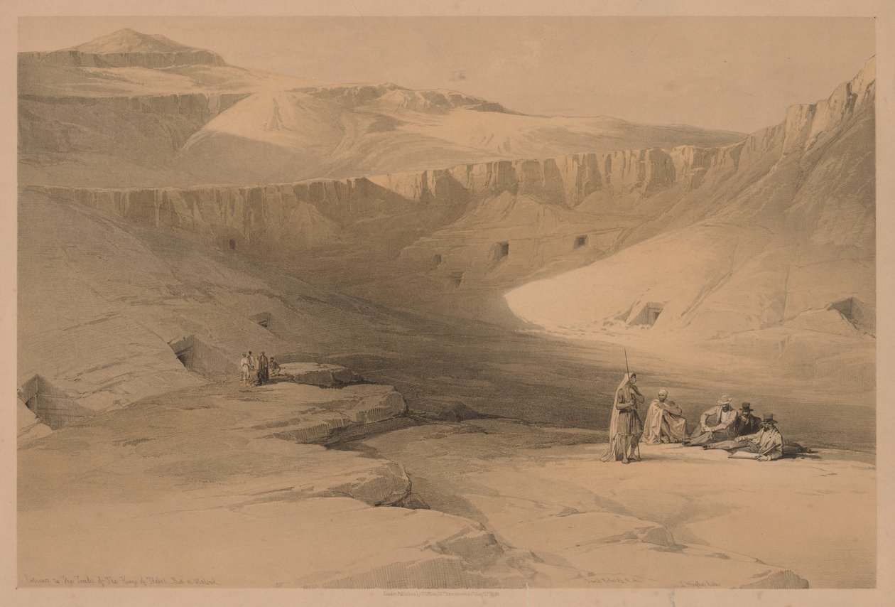 Egypt og Nubia: bind II - nr. 34, Inngang til gravene til kongene av Theben, 1838. av Louis Haghe