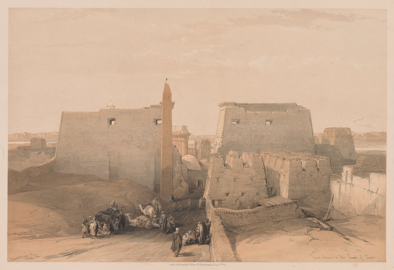 Egypt og Nubia: Bind II - nr. 38, Grand Entrances to the Temple of Luxor, 1838. av Louis Haghe