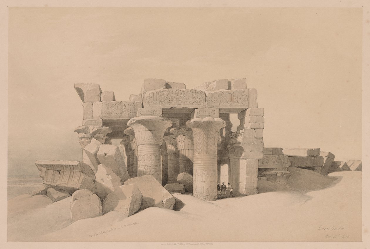 Egypt og Nubia: Bind II - nr. 42, Ruinene av Kom Ombo av Louis Haghe