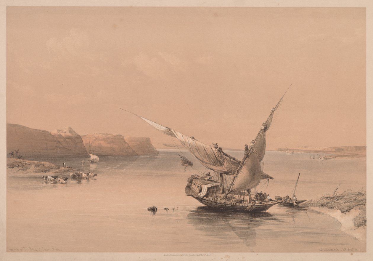 Egypt og Nubia: Bind II - nr. 6, Approach to the Fortress of Ibrim, Nubia av Louis Haghe