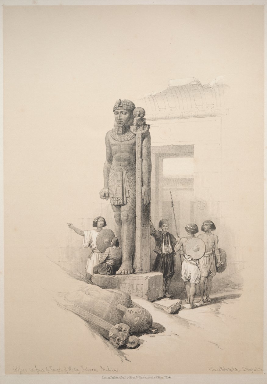 Egypt og Nubia: bind II - nr. 7, Colossi ved Wady Saboua av Louis Haghe