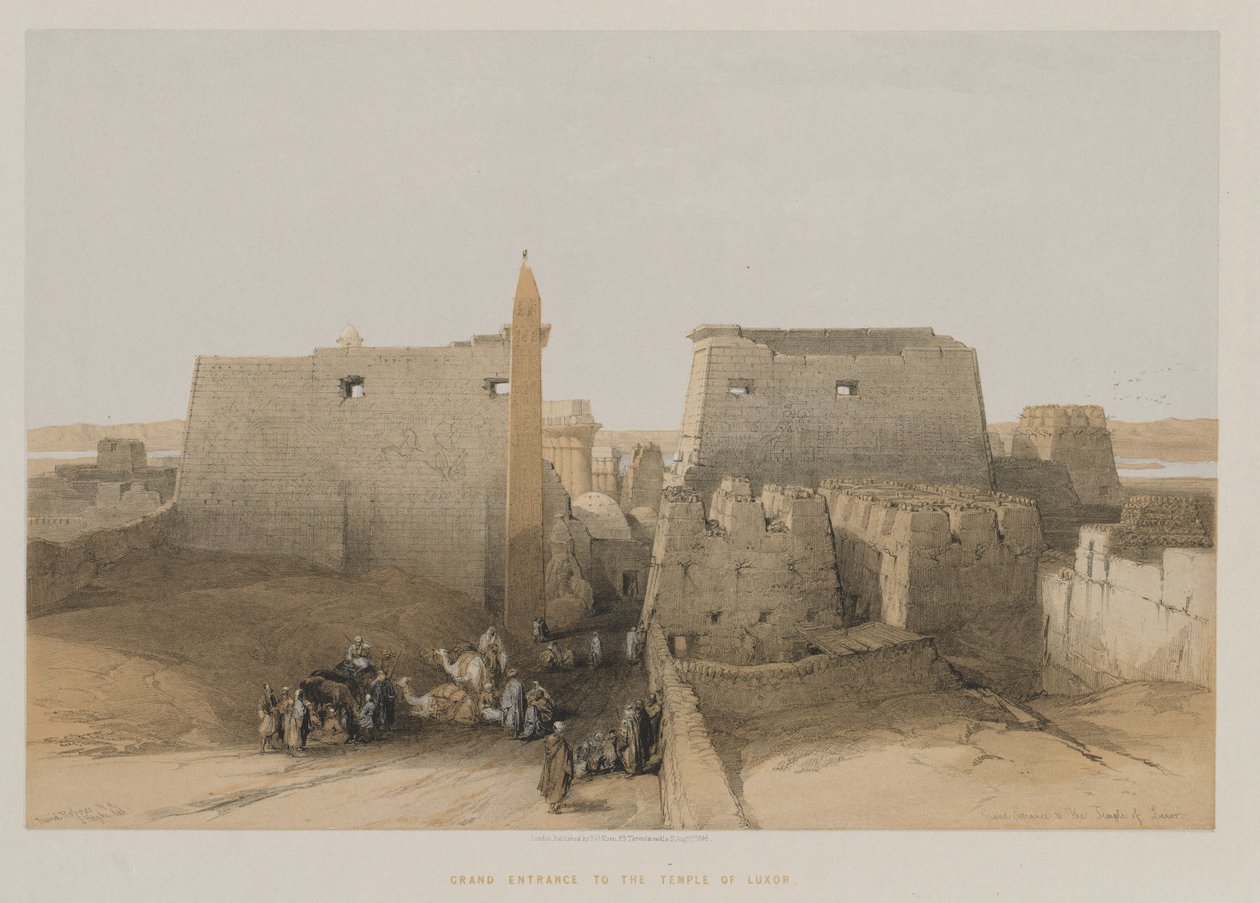 Egypt og Nubia, bind II: Grand Entrance to Temple of Luxor, 1848. av Louis Haghe