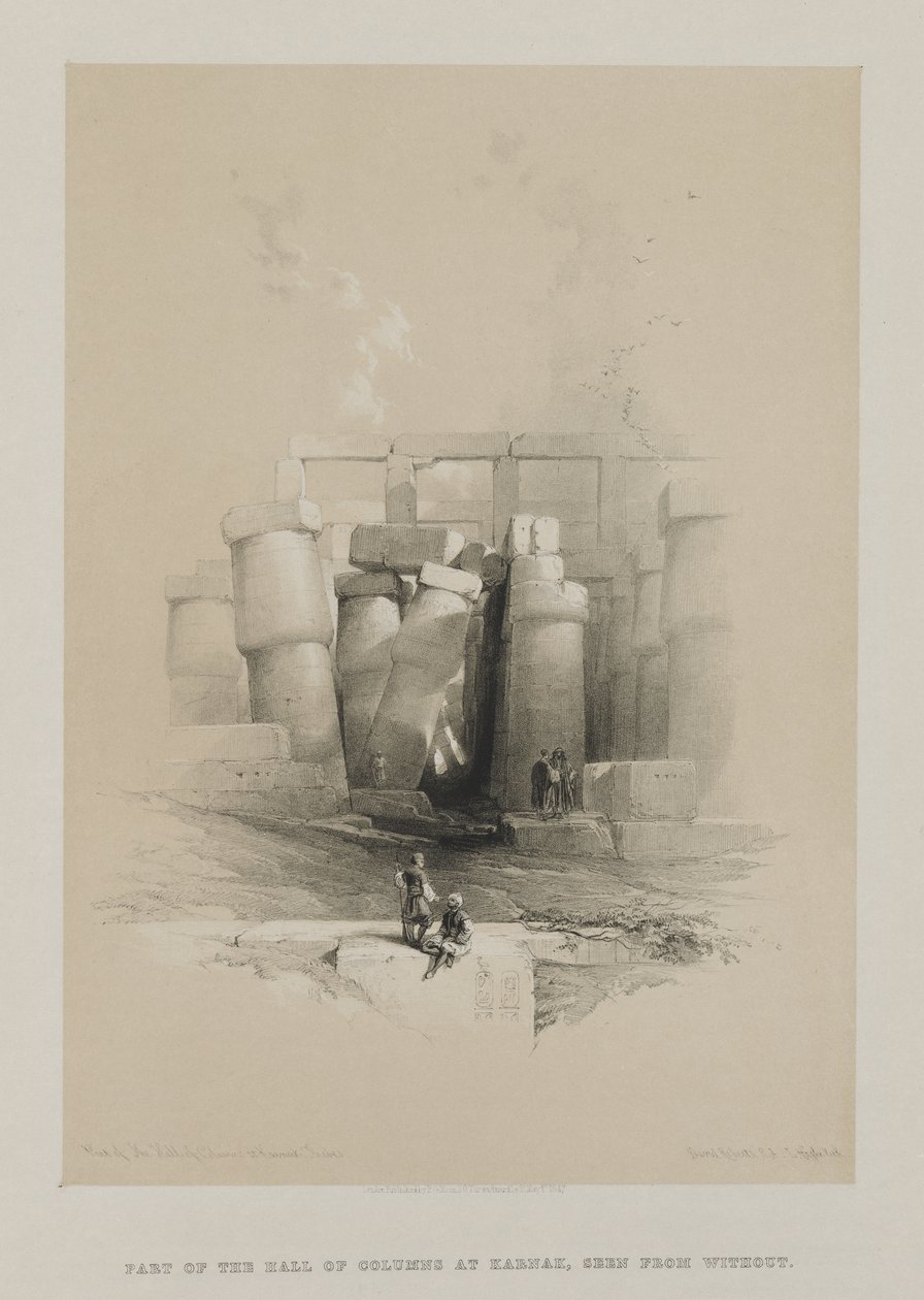 Egypt og Nubia, bind II: En del av Hall of Columns i Karnak, Theben av Louis Haghe