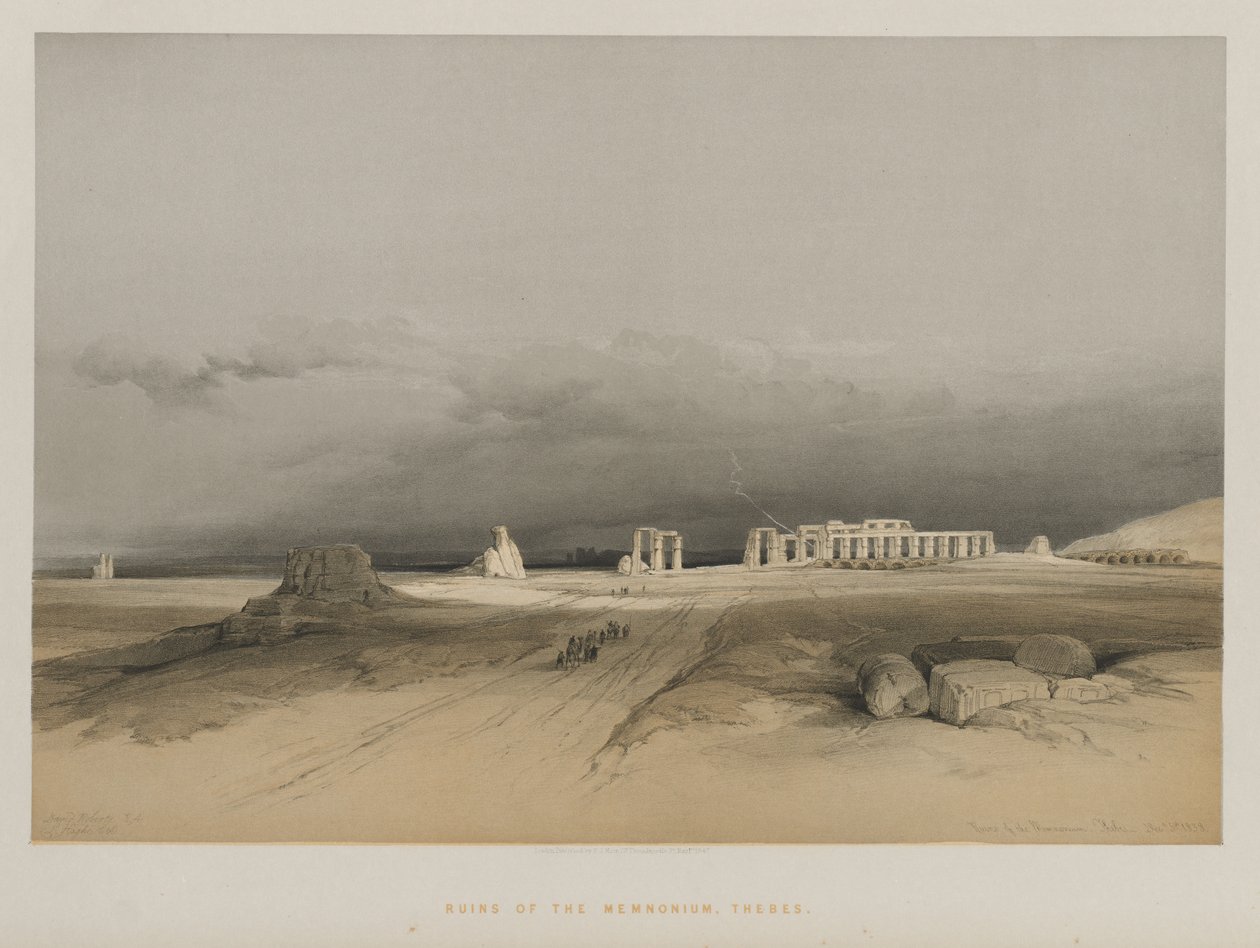Egypt og Nubia, bind II: Ruiner av Memnonium, Theben, 1847. av Louis Haghe