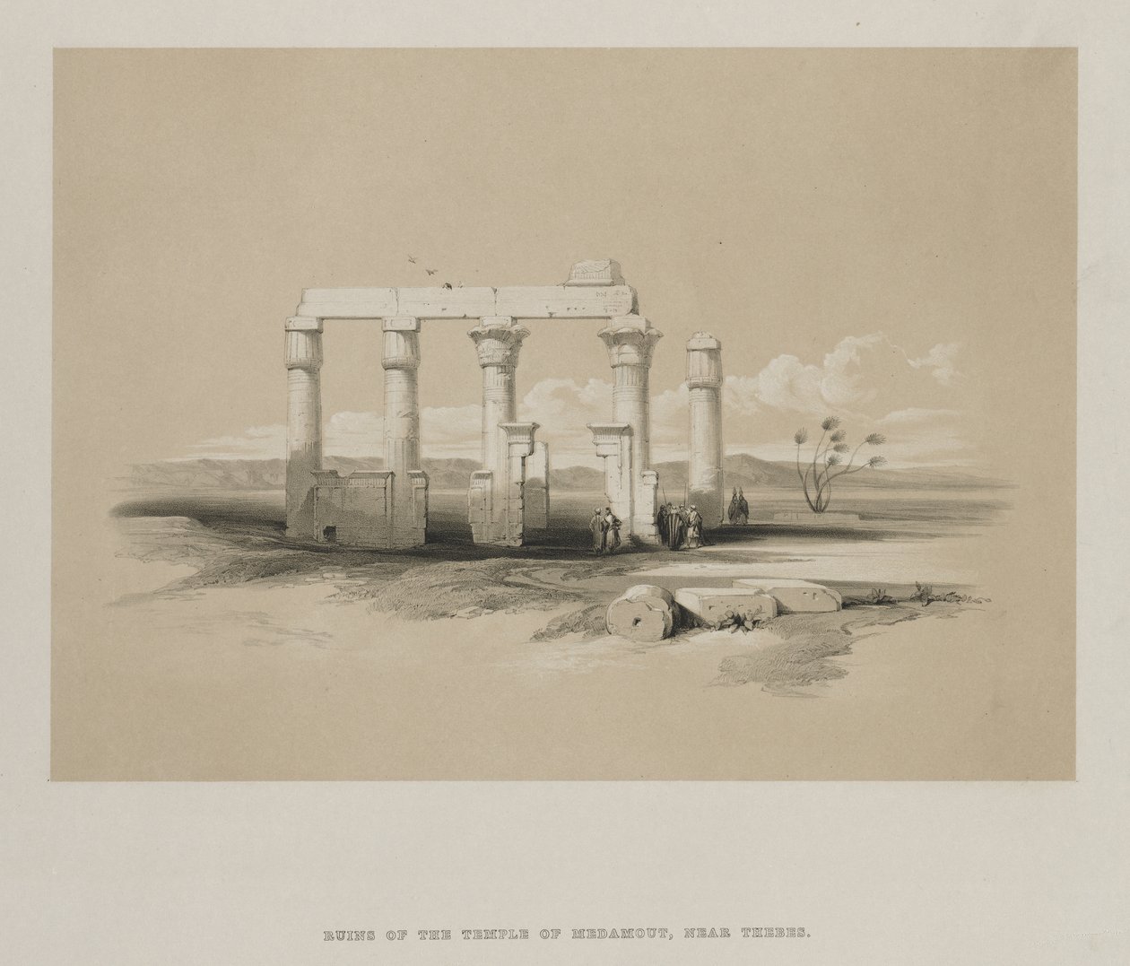 Egypt og Nubia, bind II: Ruinene av tempelet til Madamoud, i Theben, 1847. av Louis Haghe