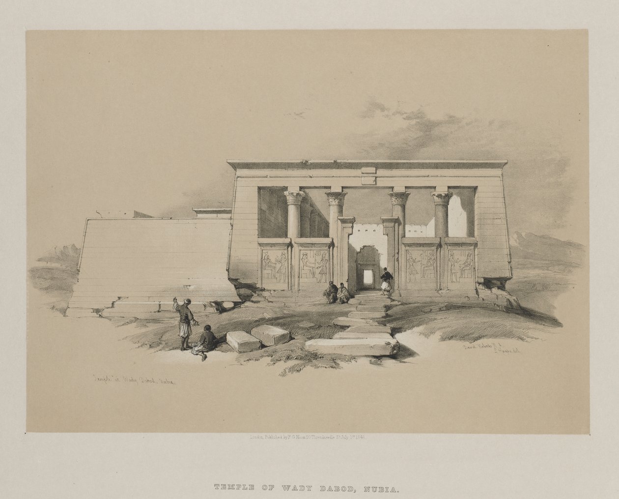 Egypt og Nubia, bind II: Tempel ved Wady Dabod, Nubia, 1848. av Louis Haghe
