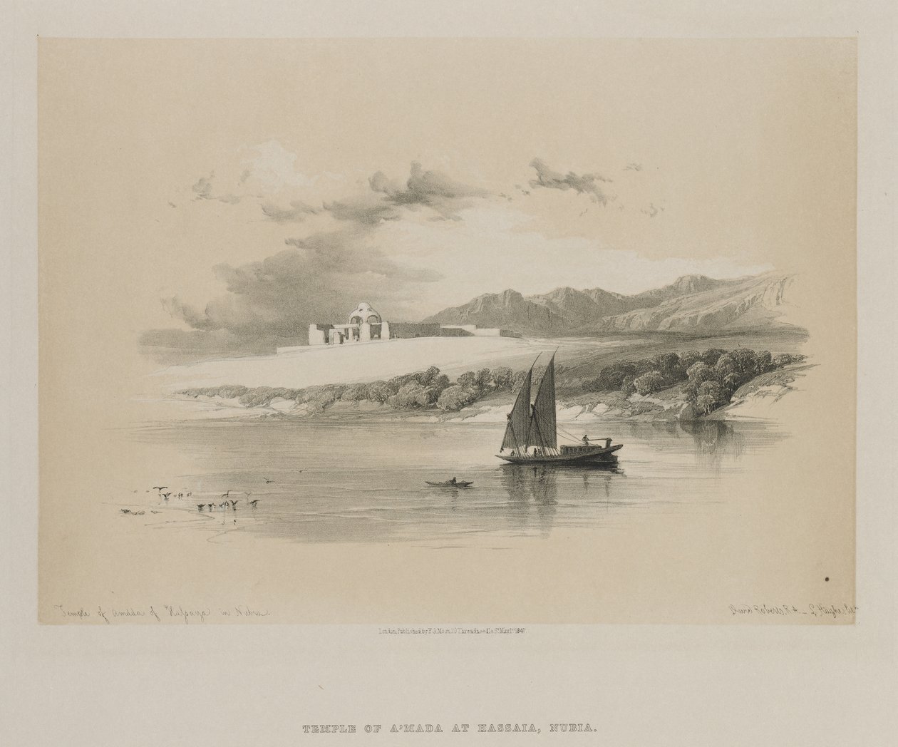 Egypt og Nubia, bind II: Temple of Amdda, av Hassaya i Nubia, 1847. av Louis Haghe