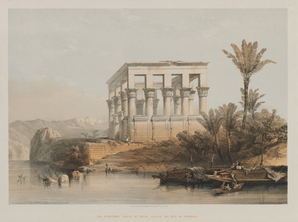Egypt og Nubia, bind II: The Hypaethral Temple at Philae, kalt Faraos seng, 1848. av Louis Haghe