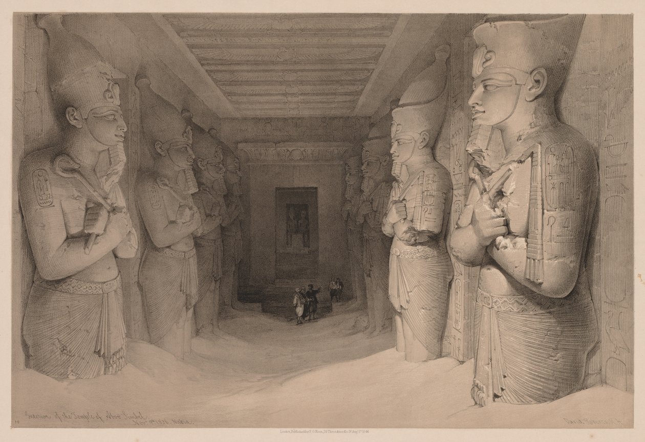 Egypt og Nubia: bind I - nr. 14, Interiør av tempelet Aboo Simbel, 1836. av Louis Haghe