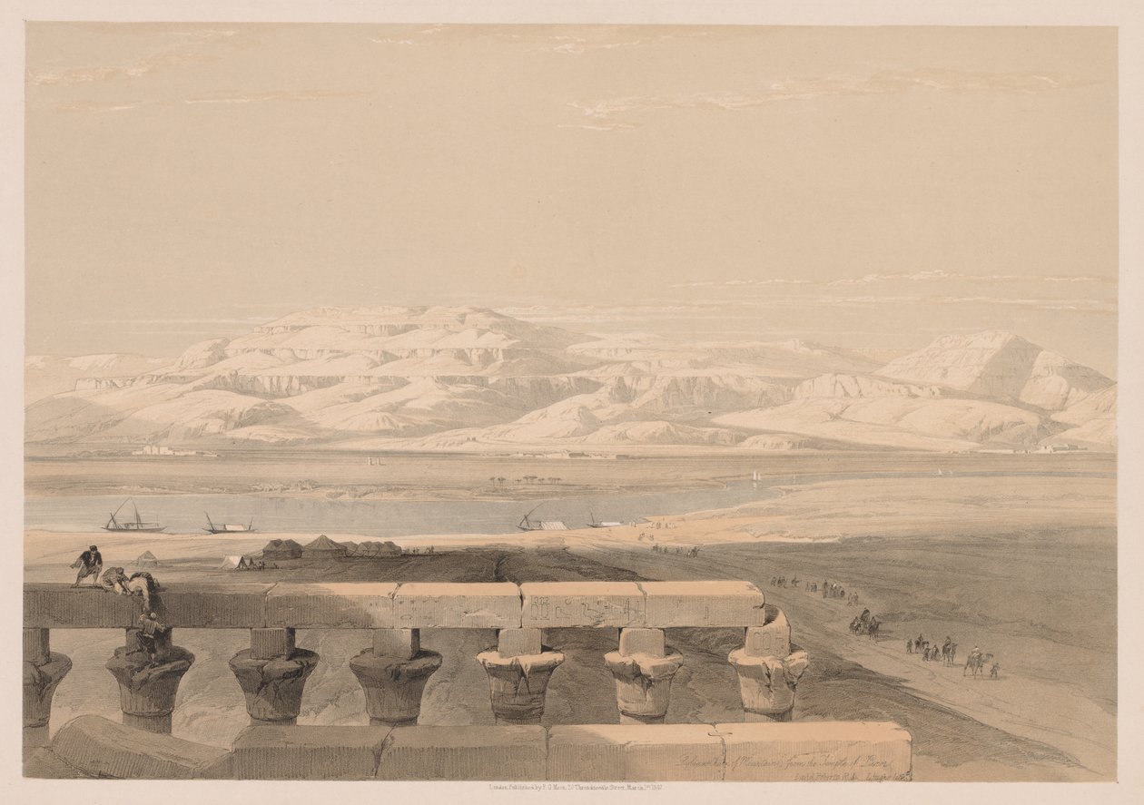 Egypt og Nubia: Bind I - nr. 30, Lybian Chain of Mountains from Temple of Luxor av Louis Haghe