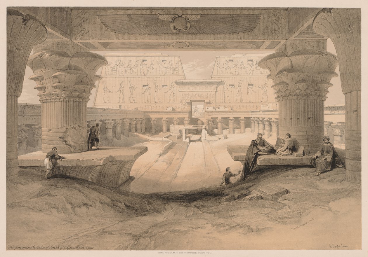 Egypt and Nubia:  Volume I - No. 32, View from under the Portico of the Temple of Edfou, Upper Egypt   1304567   no       norwegian Successfully Translated  Original: Les meules a midi (Haystacks, midday) - Peinture de Claude Monet (1840-1926), huile sur t av Louis Haghe