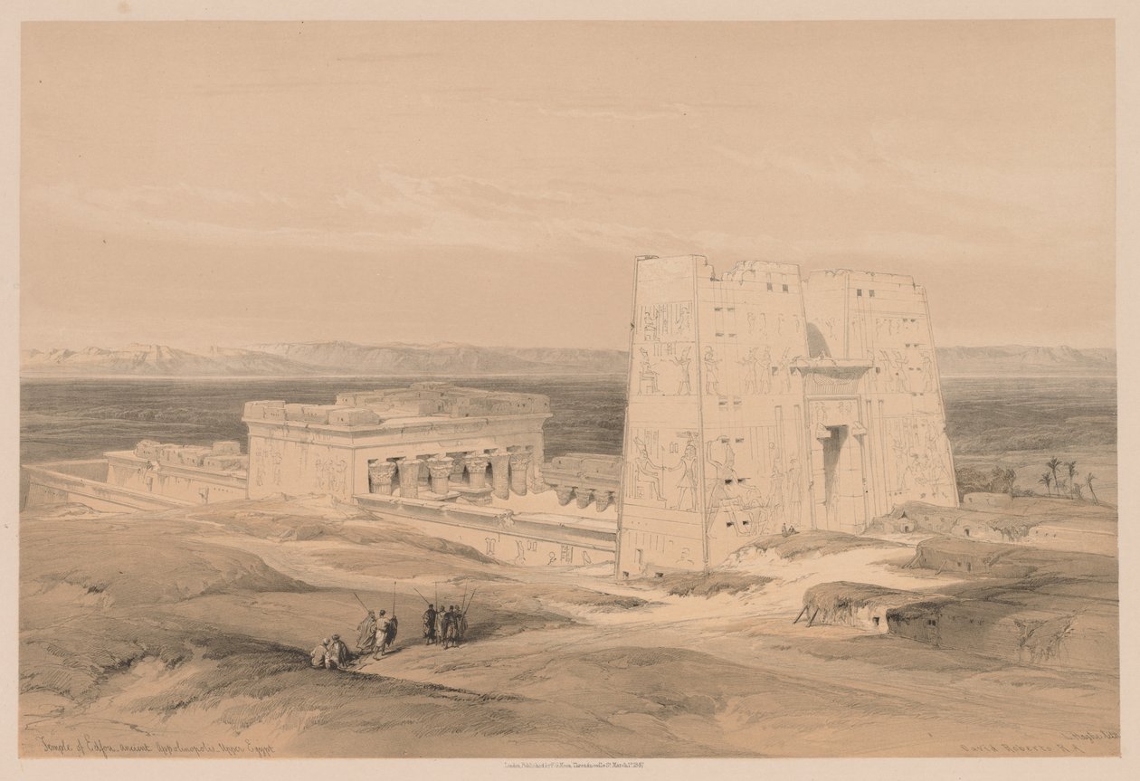 Egypt og Nubia: bind I - nr. 34, Edfou-tempelet. Ancient Appolinopolis, Øvre Egypt, 1838. av Louis Haghe