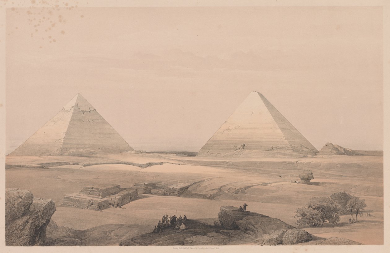 Egypt og Nubia: bind I - nr. 3, Pyramidene i Gizeh, 1838. av Louis Haghe