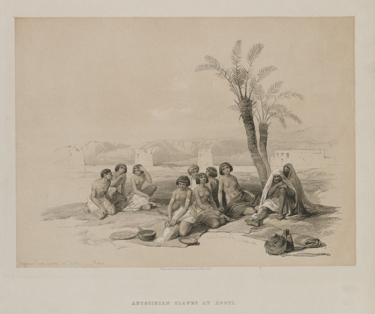 Egypt og Nubia, bind I: Abessinske slaver hviler ved Korti-Nubia av Louis Haghe