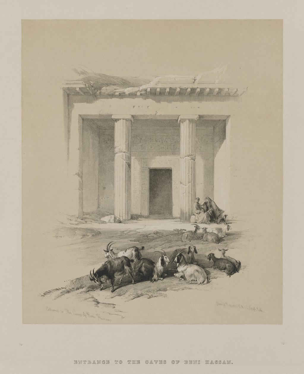 Egypt og Nubia, bind I: Inngang til hulene i Beni-Hasan, 1847. av Louis Haghe
