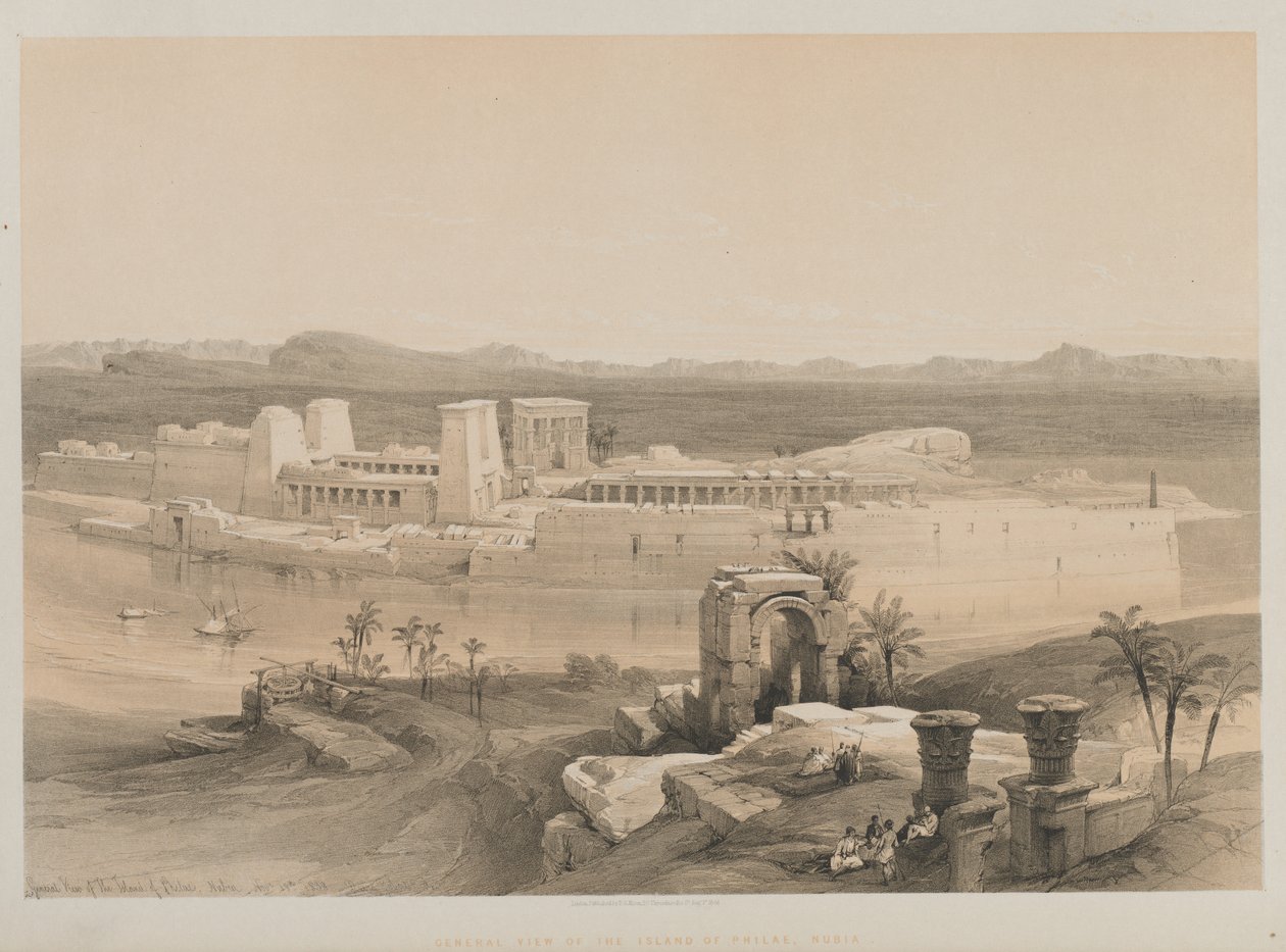 Egypt og Nubia, bind I: Generelt syn på øya Philae, Nubia av Louis Haghe