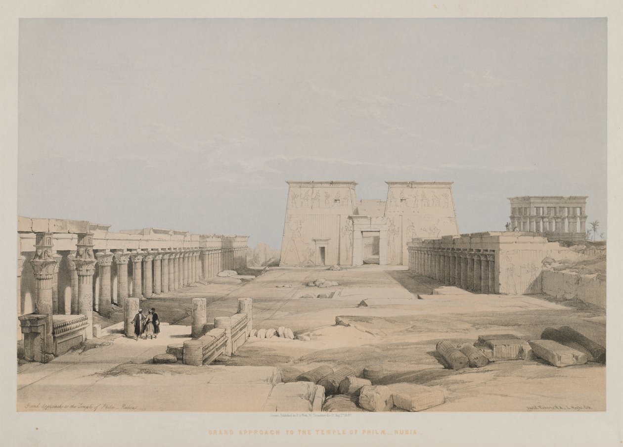 Egypt og Nubia, bind I: Grand Approach to the Temple of Philae, Nubia, 1847. av Louis Haghe