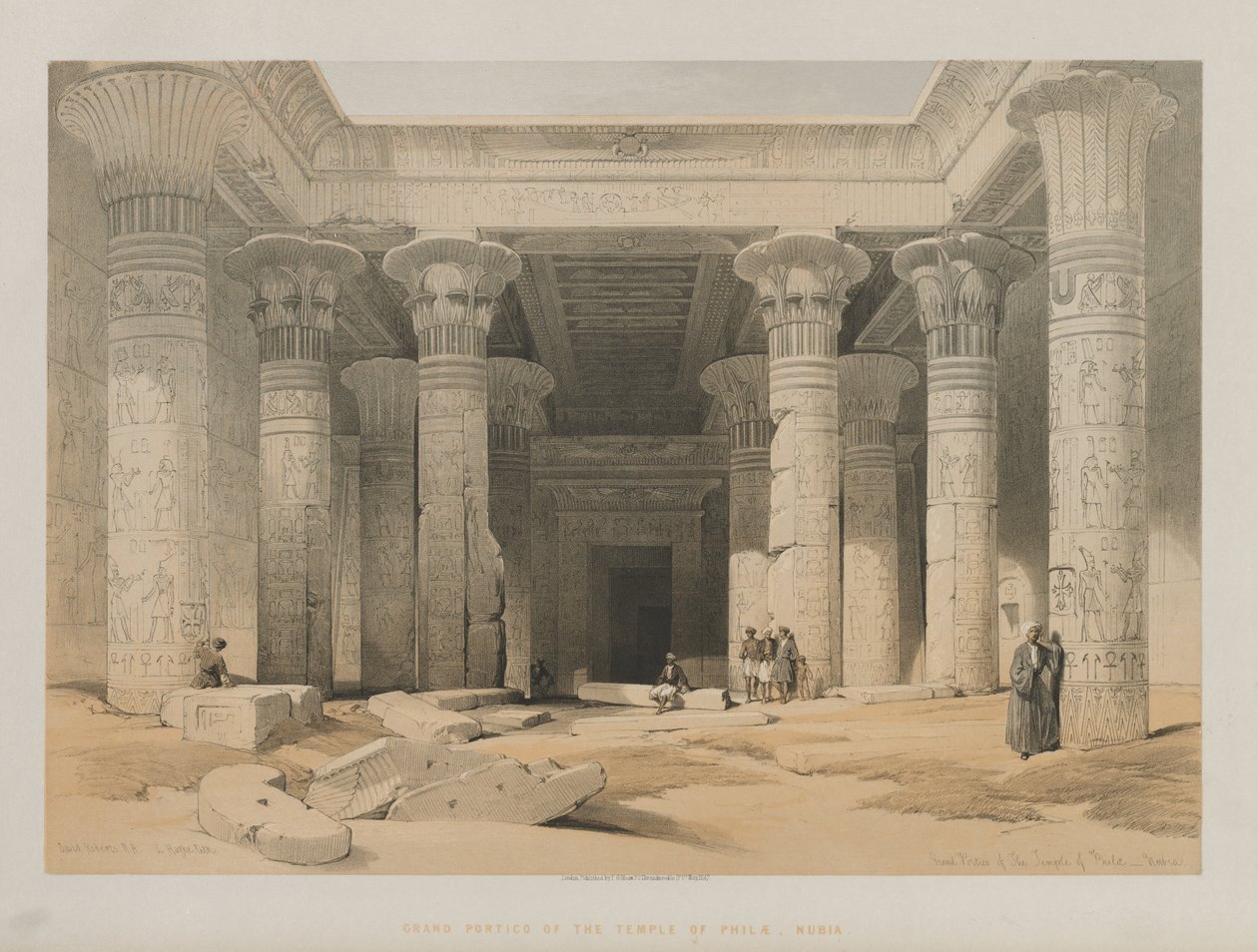 Egypt og Nubia, bind I: Grand Portico of the Temple of Philae, Nubia, 1847. av Louis Haghe