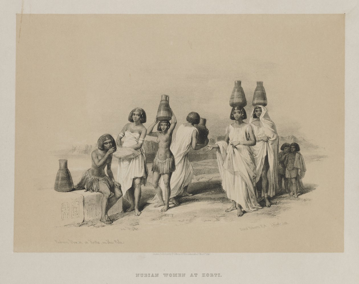 Egypt og Nubia, bind I: Nubian Women at Kortie, on the Nile, 1847. av Louis Haghe