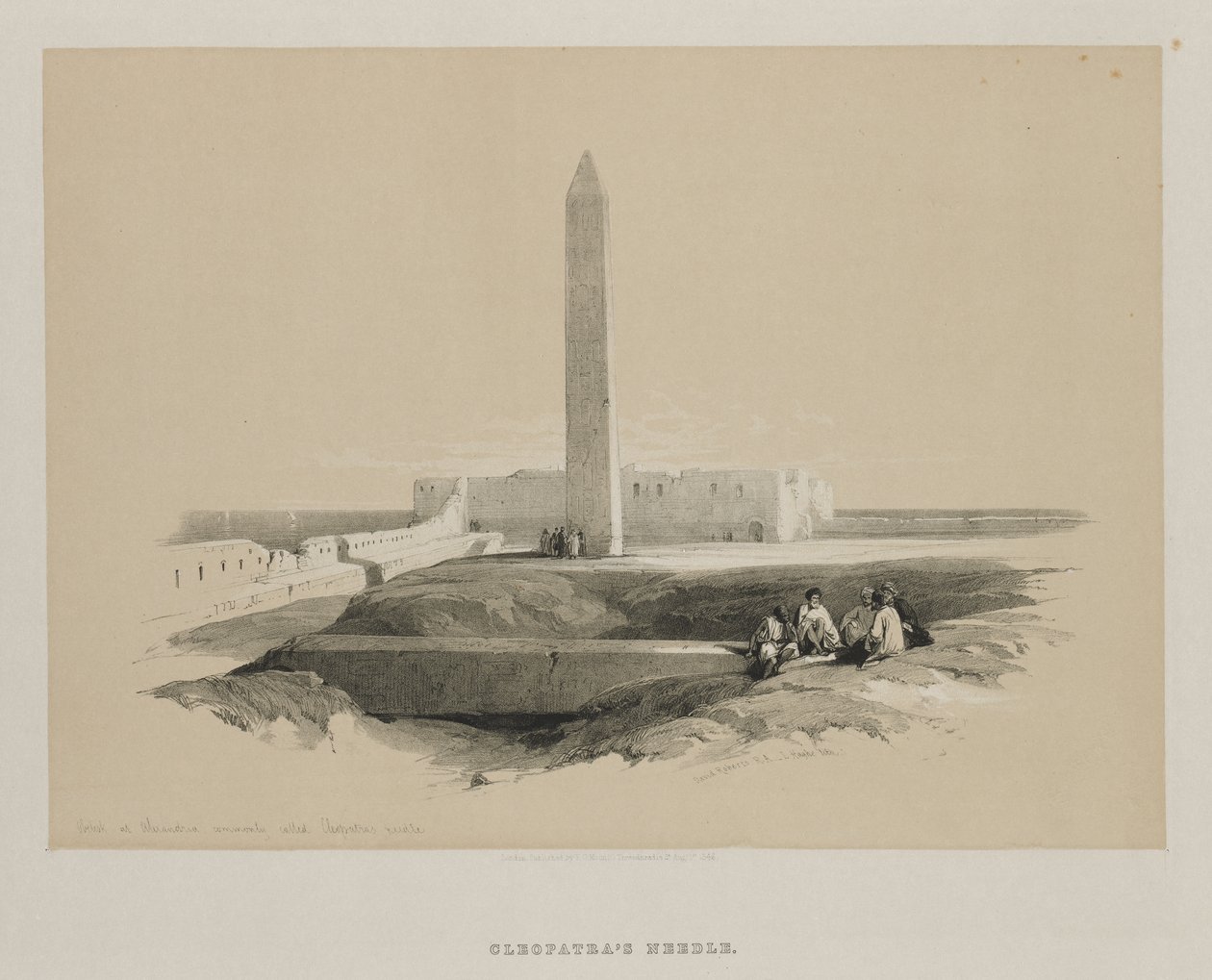 Egypt og Nubia, bind I: Obelisk i Alexandria, ofte kalt Cleopatras nål av Louis Haghe