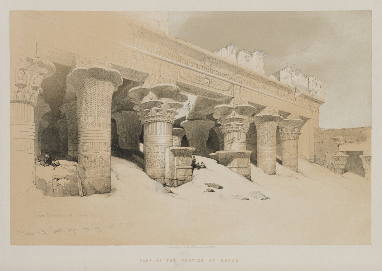 Egypt og Nubia bind I: Portico of the Temple Edfou, Øvre Egypt av Louis Haghe