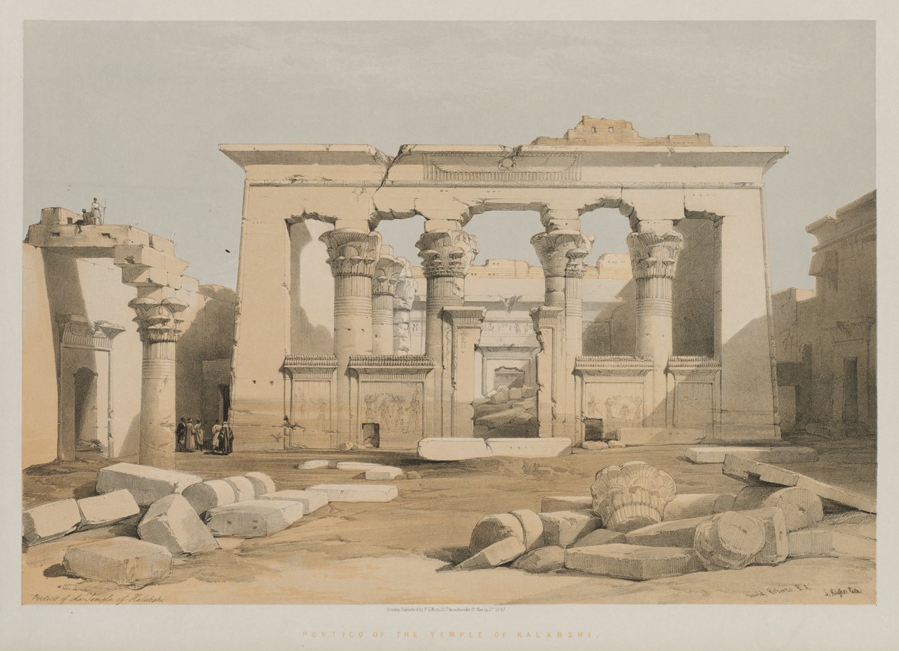 Egypt og Nubia, bind I: Portiko av Kalabshe-tempelet av Louis Haghe
