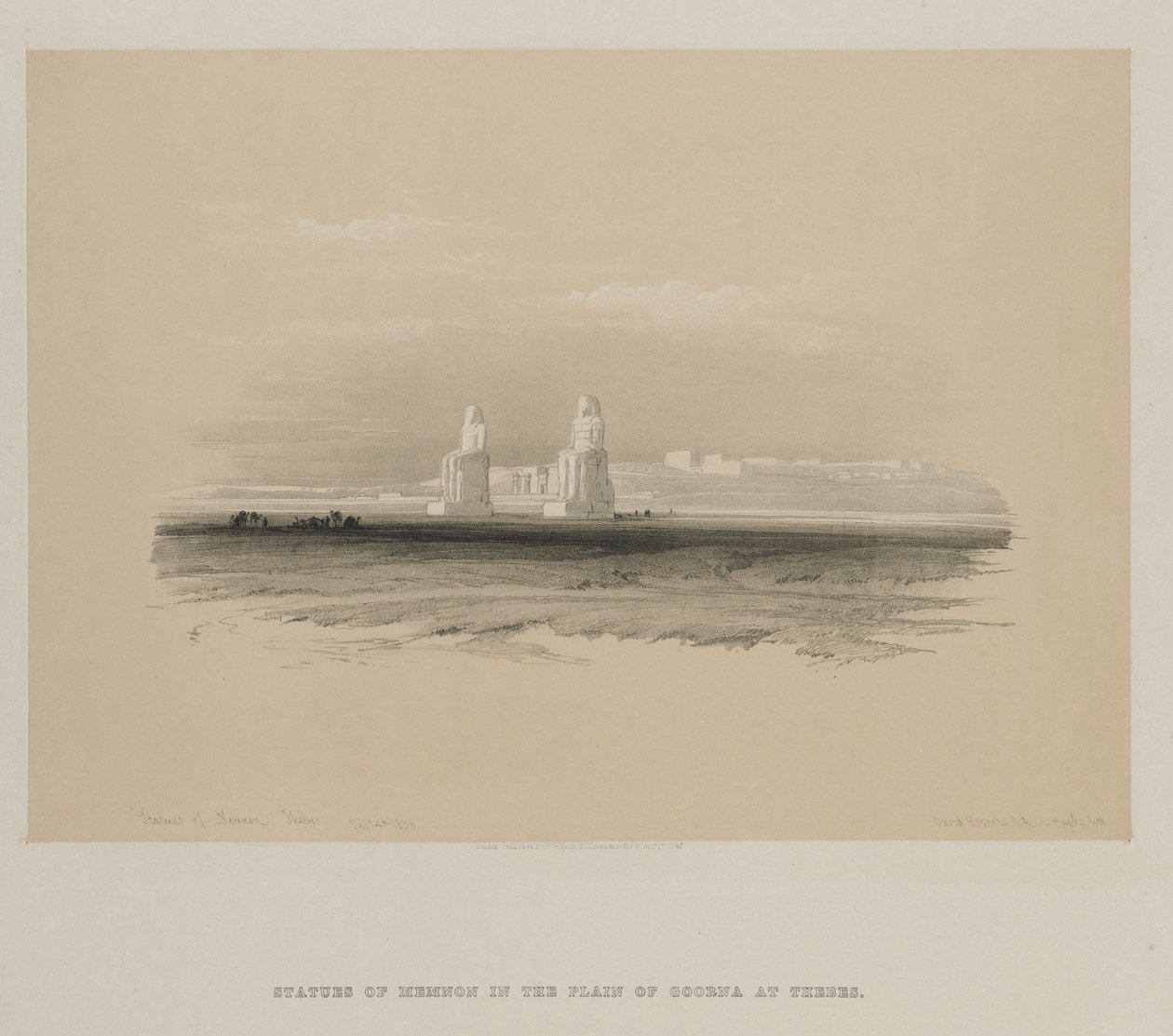 Egypt og Nubia, bind I: Statuer av Memnon, Theben av Louis Haghe