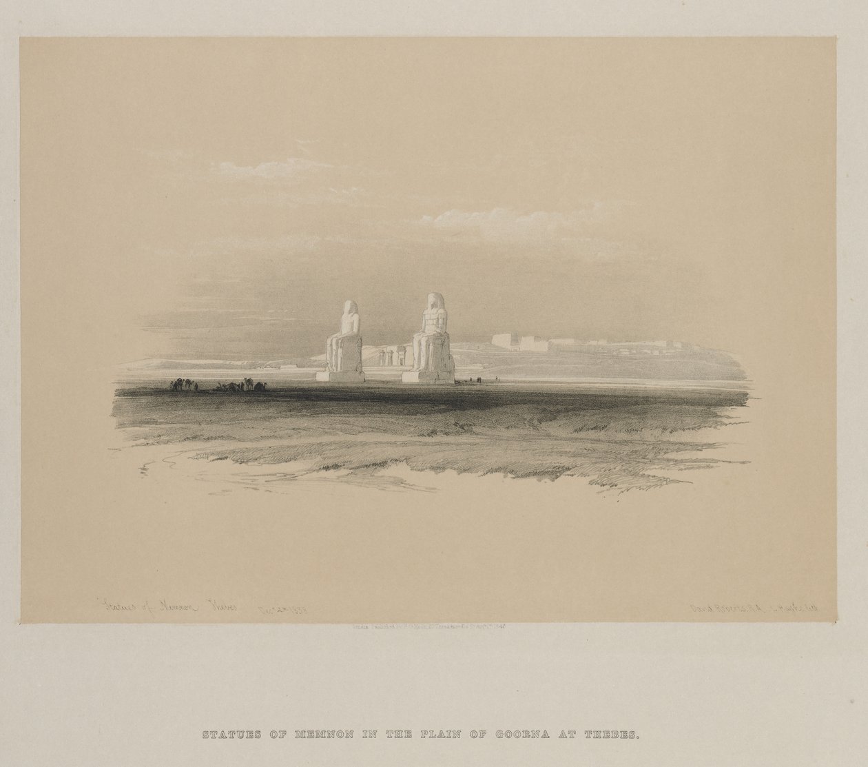 Egypt og Nubia, bind I: Statuer av Memnon, Theben, 1846. av Louis Haghe