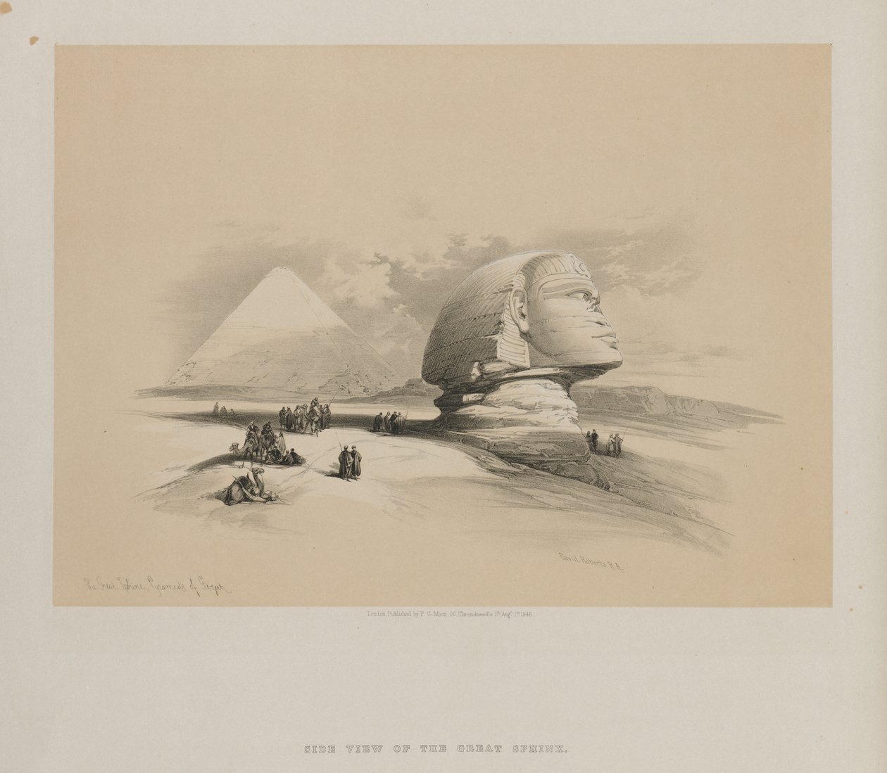 Egypt og Nubia, bind I: Den store sfinksen, Pyramids of Gezeeh, 1846. av Louis Haghe