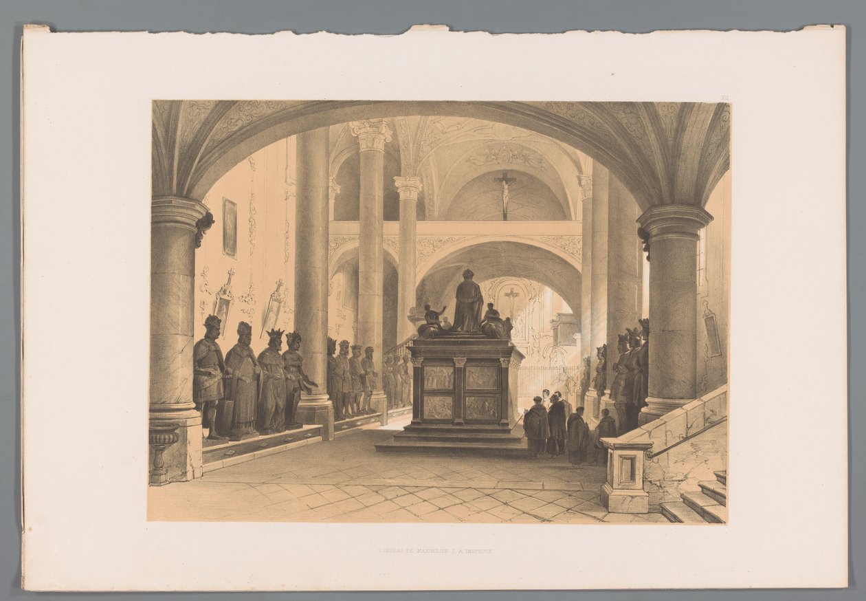 Graven til Maximilian I i Innsbruck Tombeau de Maximilien I à Inspruck (tittel på objekt) av Louis Haghe