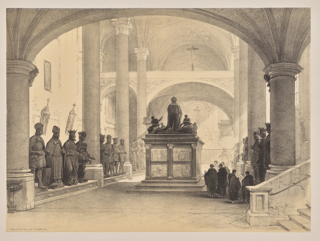 Skisser i Belgia og Tyskland, First Series, Tomb of Maximilian 1st, Innsbruck av Louis Haghe