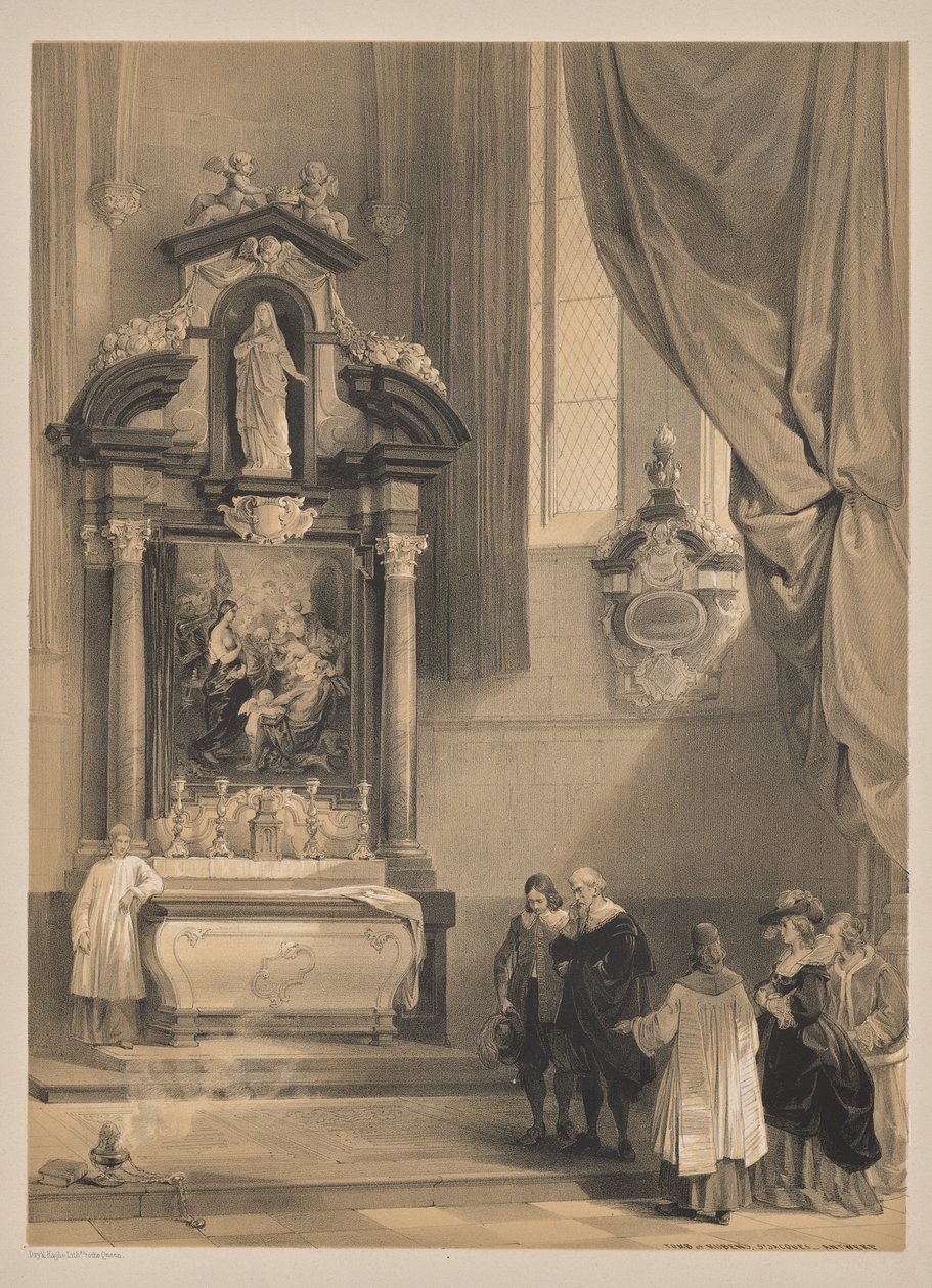 Skisser i Belgia og Tyskland, andre serie: nr. 26 - Rubens grav, St. Jacques, Antwerpen av Louis Haghe