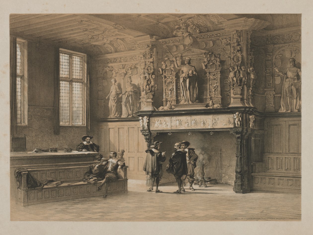 Skisser i Belgia og Tyskland, bind I: Hall of Justice of the Magistrates du Franc, Brugge av Louis Haghe