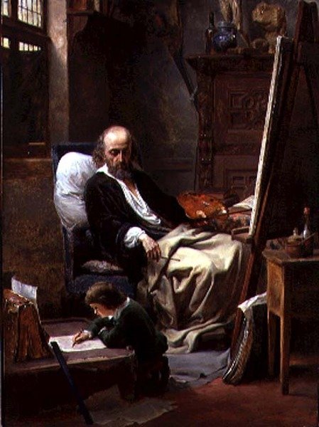 Den unge kunstneren (olje på lerret) av Louis Haghe