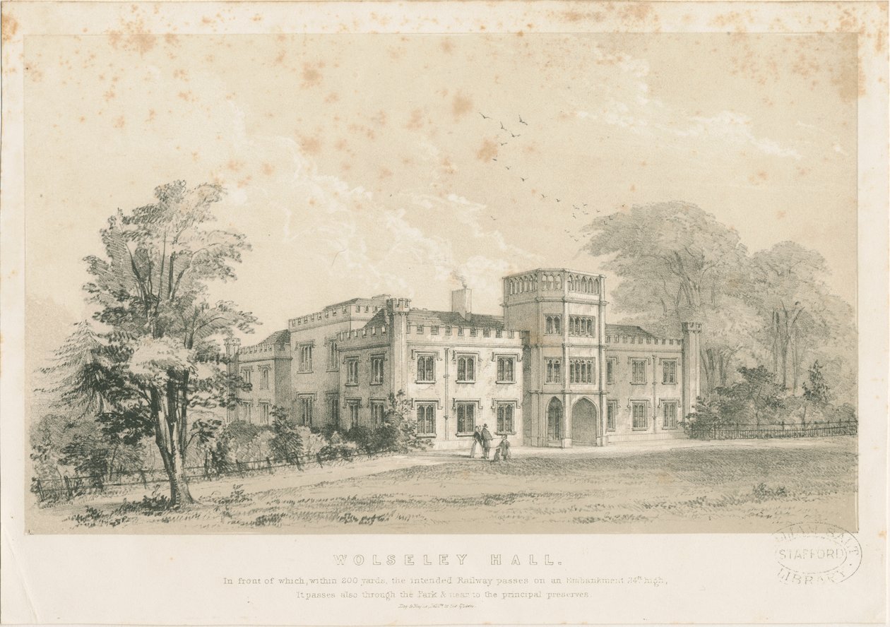 Wolseley Hall: stålgravering, nd [c 1830] (trykk) av Louis Haghe