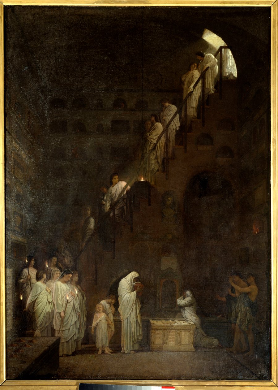 Begravelse ved Columbarium of the Cedars House i Roma, Porte Capone i Roma. Maleri av Louis Hector Leroux (1829-1900) av Louis Hector Leroux