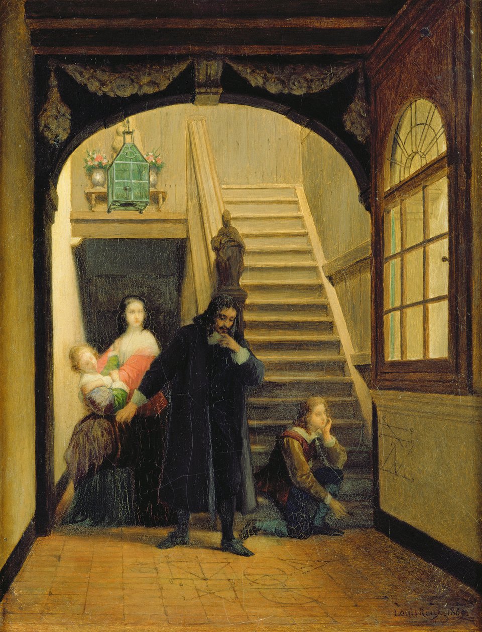 Scene fra ungdommen til Blaise Pascal (1623-62) 1860-70 av Louis Hector Leroux