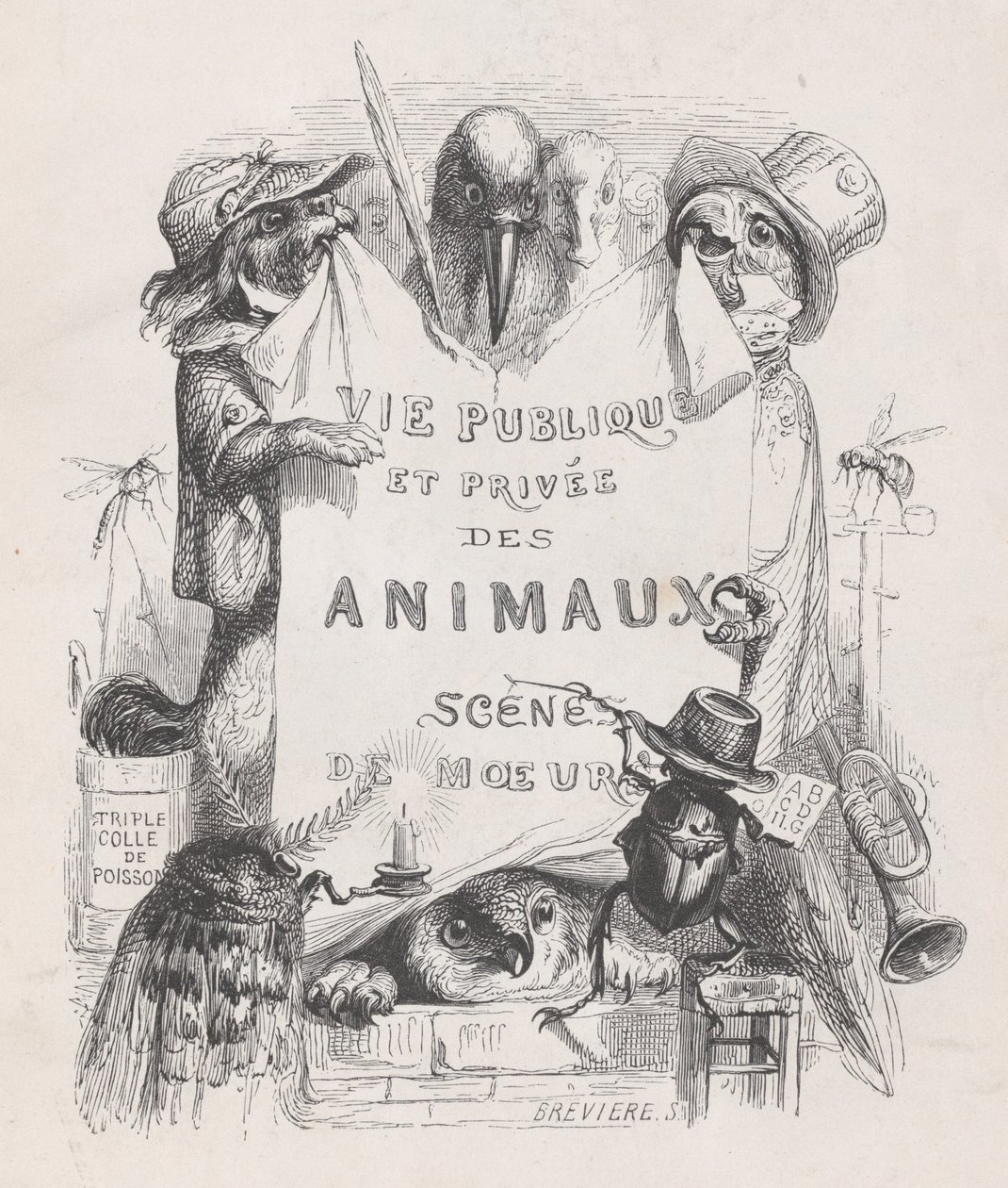 Dyrenes private og offentlige liv, tollscener, ca. 1837-47. av Louis Henri Brévière