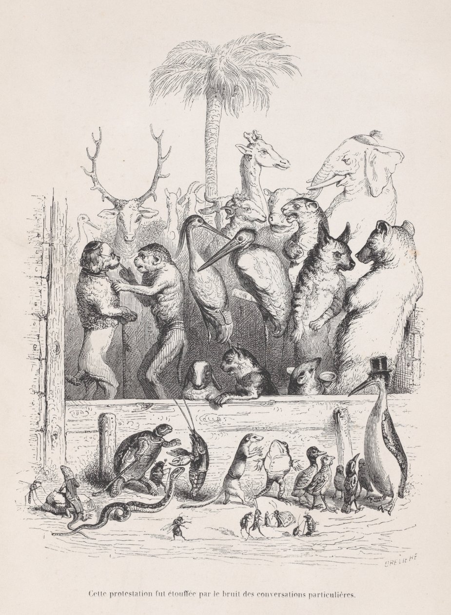 Denne protesten ble kvalt av støyen fra private samtaler fra Scener fra..., ca. 1837-47. av Louis Henri Brévière