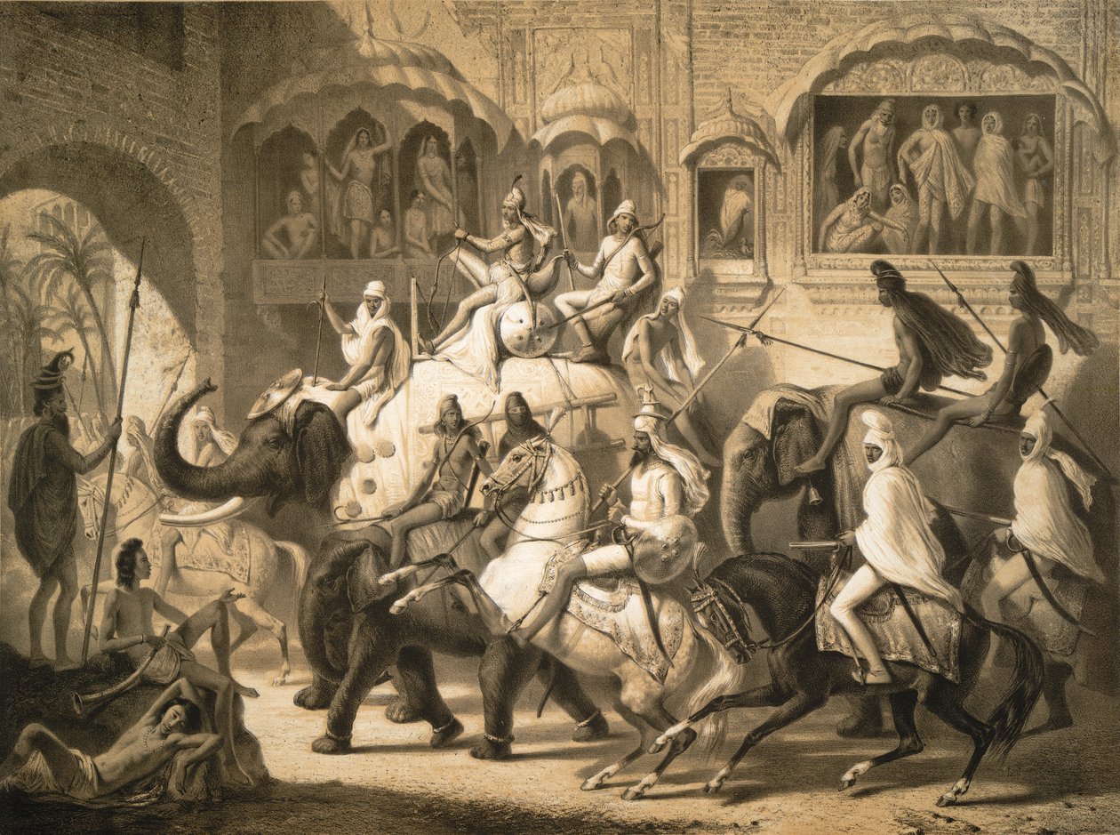 En gate i Lahore (mars 1842) av Louis Henri de Rudder