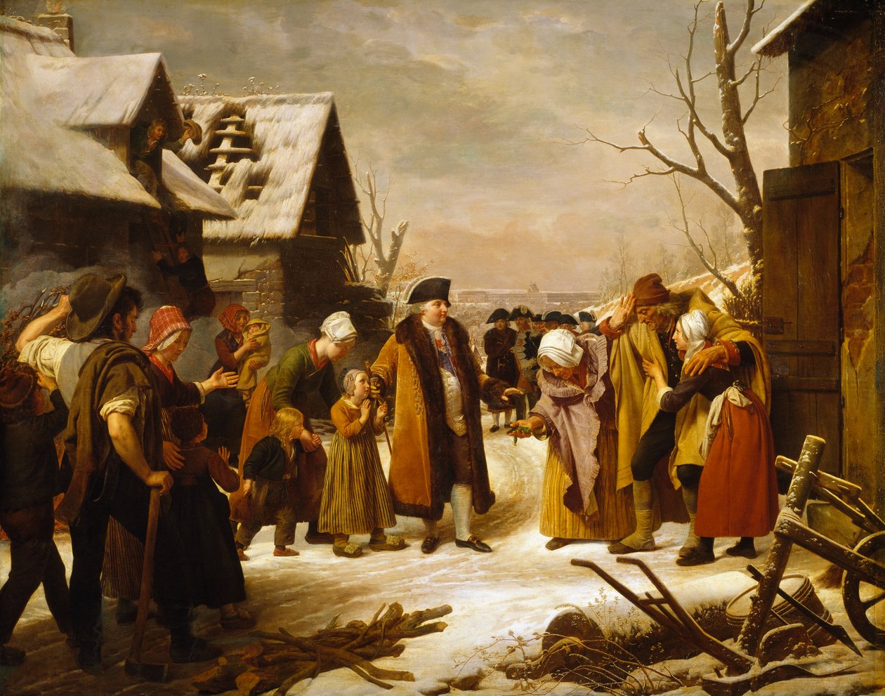 Louis XVI distribuerte almisser til de fattige i Versailles vinteren 1788 av Louis Hersent