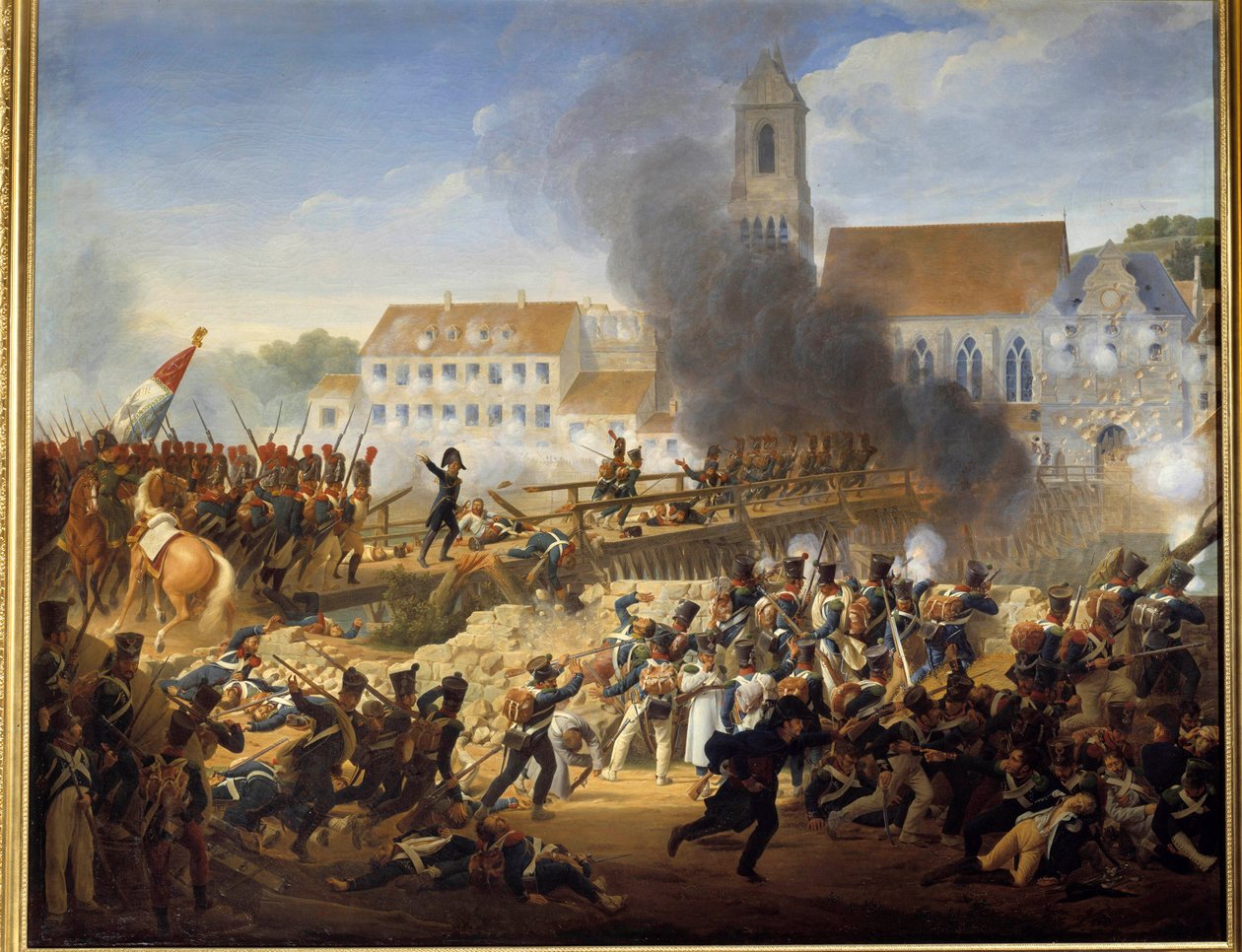 Ved å passere Landshut-broen 21.04.1809 ledet general Mouton grenadørene til det 17. regiment av linjemaleri av Louis Hersent (1777-1860) av Louis Hersent