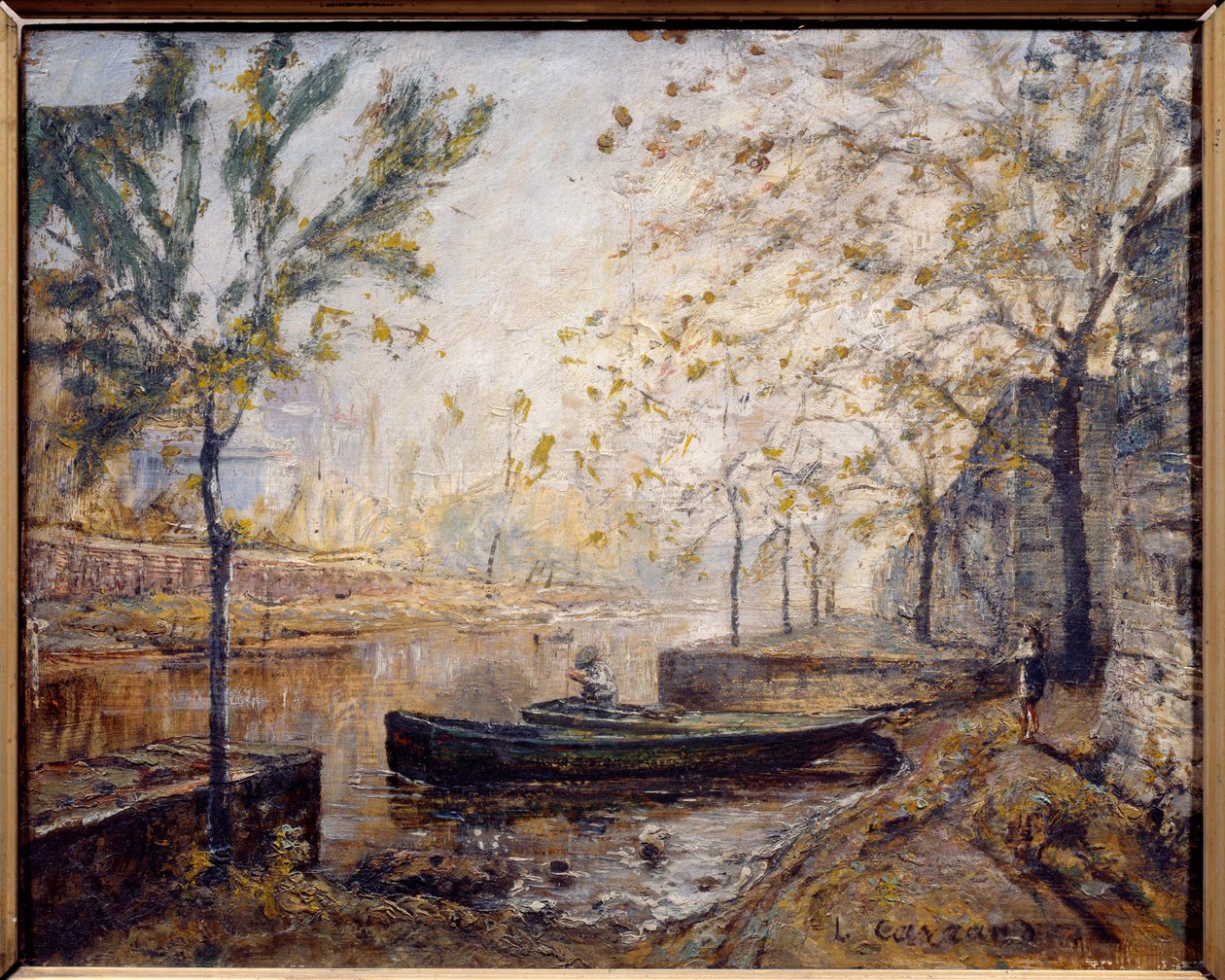 Riverside. Maleri av Louis Carrand (1821-1899) av Louis Hilaire Carrand