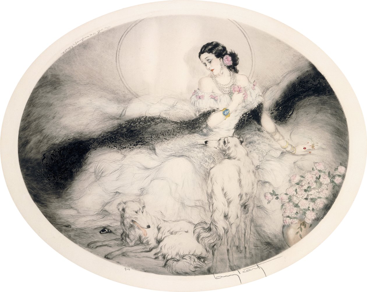 Dame med kameliaer, ca. 1917 (etsing og tørrnål) av Louis Icart